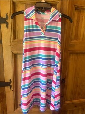 wonder nation Striped Sleeveless Dress in Pink, Aqua & Purple